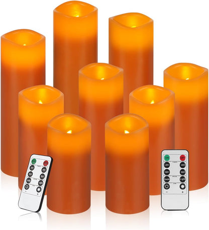 Vinkor Flameless Candles Battery Operated Candles Real Wax Pillar LED Candles with 10-Key Remote and Cycling 24 Hours Timer (Ivory Set of 12 （D: 3" x H: 4"）)