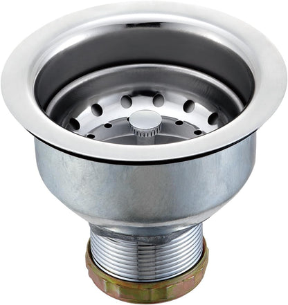 3.5" Kitchen Sink Deep Cup Drain Strainer with Rustproof Gasket | 304 stainless steel| Deep cup holds more debris| Leak-proof rubber gasket | Fit 3.5" standard kitchen sinks with mounting nut