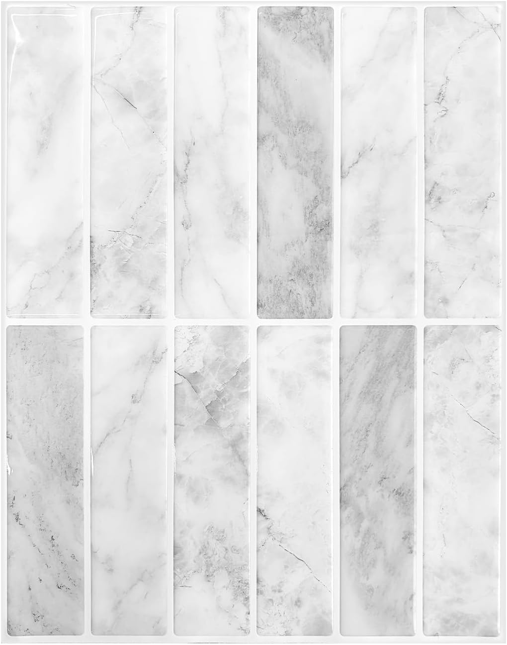 Peel and Stick Backsplash Tiles – Easy DIY Self-Adhesive Subway Wall Tiles, 10 Pack for Kitchen & Bathroom, 11.42'' x 9'' (White Grey)