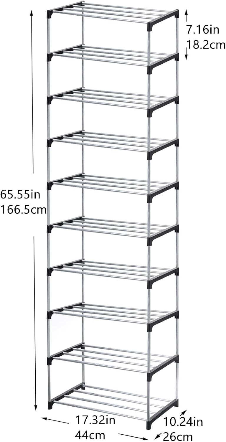 Jucaifu Stackable Small Shoe Rack, Entryway, Hallway and Closet Space Saving Storage and Organization (3-Tier, White)