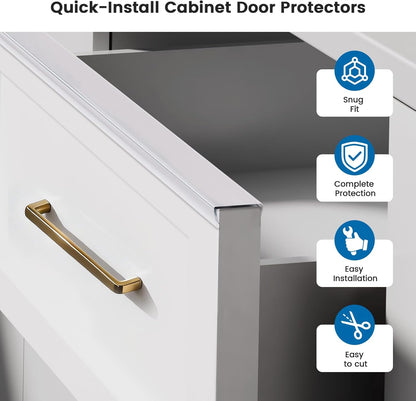 6 Pack 18" Length Cabinet Door Protector Edge Guard, 3/4" Thick Slip-On Cabinet Edge Protector, Plastic Edge Protectors for Kitchen Cabinet Trash Drawer, Clear