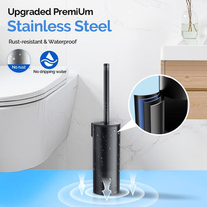 HAMITOR Toilet Brush and Holder Set: 304 Stainless Steel Heavy Duty Deep Cleaning Bowl Cleaner Brush with Curved Bristle - Wall-Mounted for Home Apartment Bathroom Accessories Silver 1 Pack