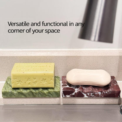WeDoDecor Real Marble Soap Dish for Shower Stone Tray Small Bar Soap Holder with Self Draining | Non-Slip, Luxury Bath Room Accessories (White)