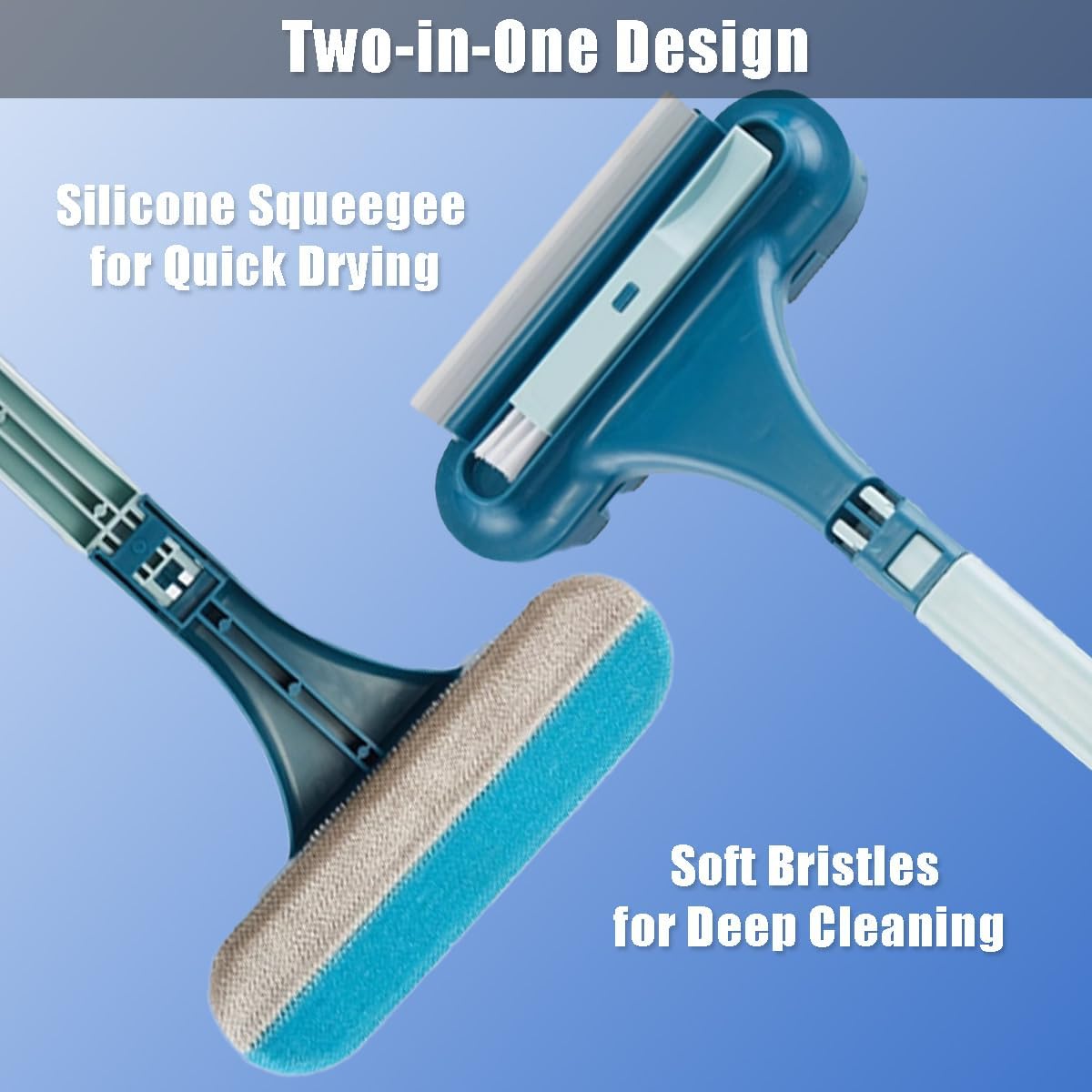 Window Screen Cleaning Brush,2 in 1 Window Screen Cleaning Brush with Squeegee, Wet Dry Dual-Use Screen Cleaner Tool for High Window, Patio Door, Porch Mesh Screens (Blue) (1, Blue)