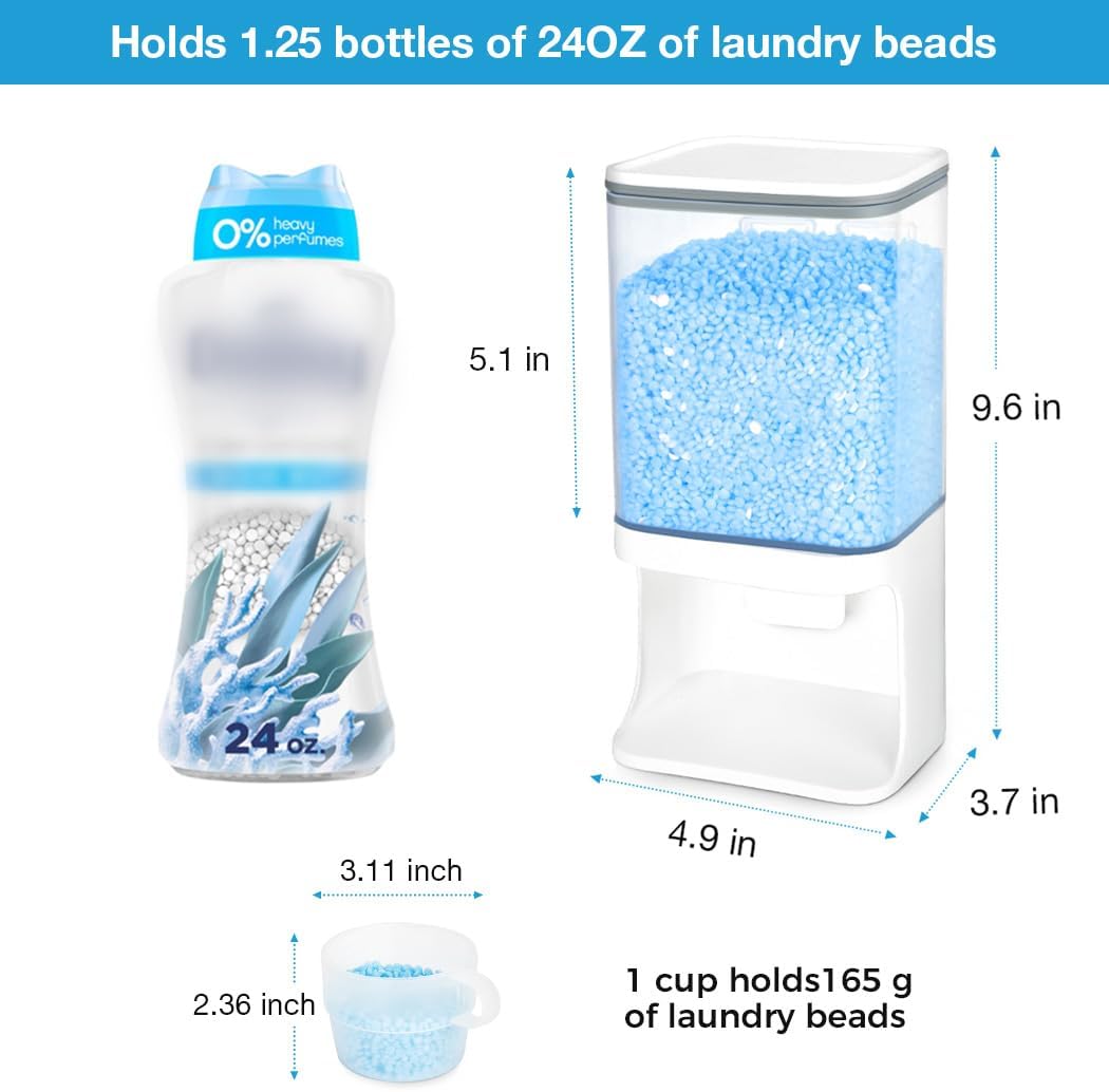 Conworld Laundry Detergent Dispenser, Wall Mounted Laundry Beads Dispenser for Scent Booster Beads, Stain Remover Powder, Bath Salts, Rice, Beans Grain and Dry Food, Laundry Scent Booster Container