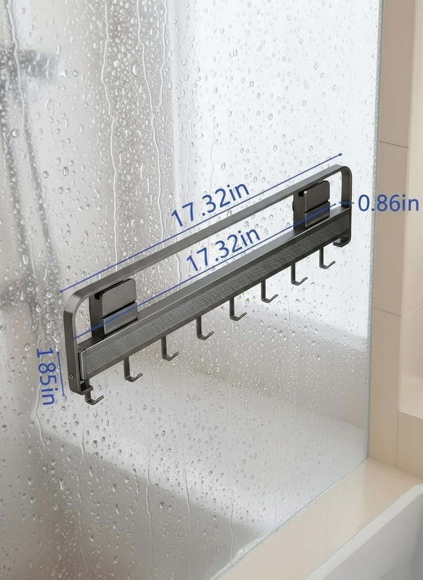 Indoor Clothes Drying Rack Foldable,Wall Mounted Retractable | with Foldable Towel Bar,6 Movable Hooks and Underwear Drying Net