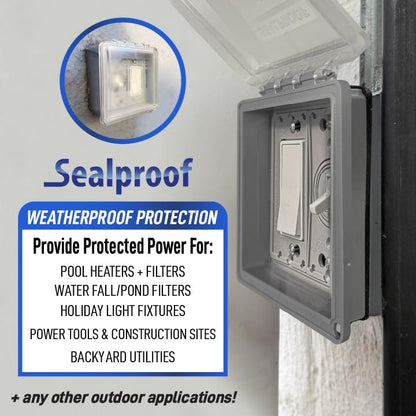 Sealproof 2-Gang Weatherproof In Use Outlet Cover | Two Gang Outdoor Plug and Receptacle Protector, Lockable, UL Extra Duty Compliant, 45 Configurations