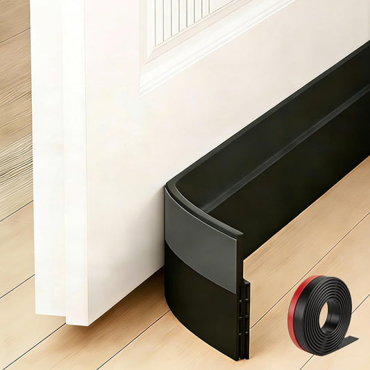 Black Door Draft Stopper 2” W x39”L, Door Bottom Blocker for Exterior/Front Doors, Adjustable Under Door Seal Sweep Weather Stripping, Sound Proofing Door Insulation Strips