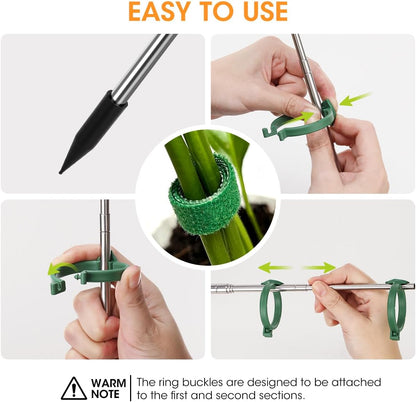 Aieve Extendable Plant Stakes, 13in to 49in Stainless Steel Telescoping Monstera Plant Support Stakes, Indoor Outdoor Garden Stake Support Sticks for Tomato Vegetables Monstera Vine (5 Packs)