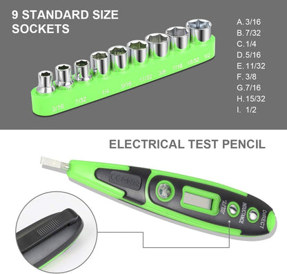 DNA MOTORING Red 46 PCs Home Tool Set Electonic Repair Precision Screwdriver Voltage Tester Hammer Plier DIY Kit (TOOLS-00011)