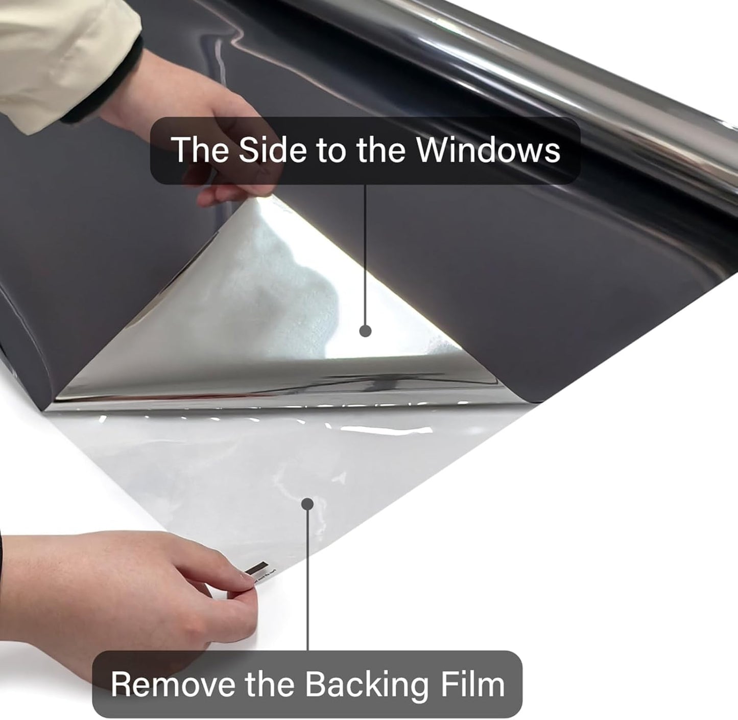 Kromapolis Blackout Window Privacy Film Total Light Blocking Room Darkening Window Covering, Removable Static Cling Frosted Glass Tint, Non-Adhesive, Black 17.5'' x 78.7''