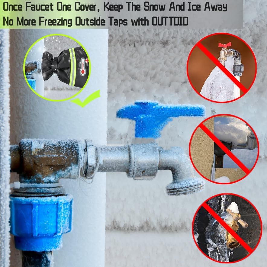 Outdoor Faucet Cover for Winter - Pro 7.1" W x 9.8" H - 2 Pack Outdoor Water Faucet Cover Socks for Winter Freeze Protection Pipe Insulation Reusable Waterproof Insulated Spigot backflow Cover