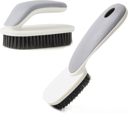 Laundry Scrub Brush 2 Pack Soft Bristle Brush Shoe Cleaning Brush for Stains Clothes Scrubbing Brush Household Cleaning Tool for Bathroom Countertop Bathtubs (Yellow)