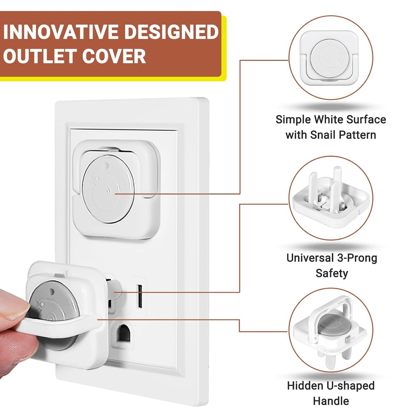 Outlet Covers Baby Proofing, 40 Pack Child Proof Plug Socket Covers Electric Plug Protectors Safety Caps to Prevent Power Shock, for US 3-Prong, White