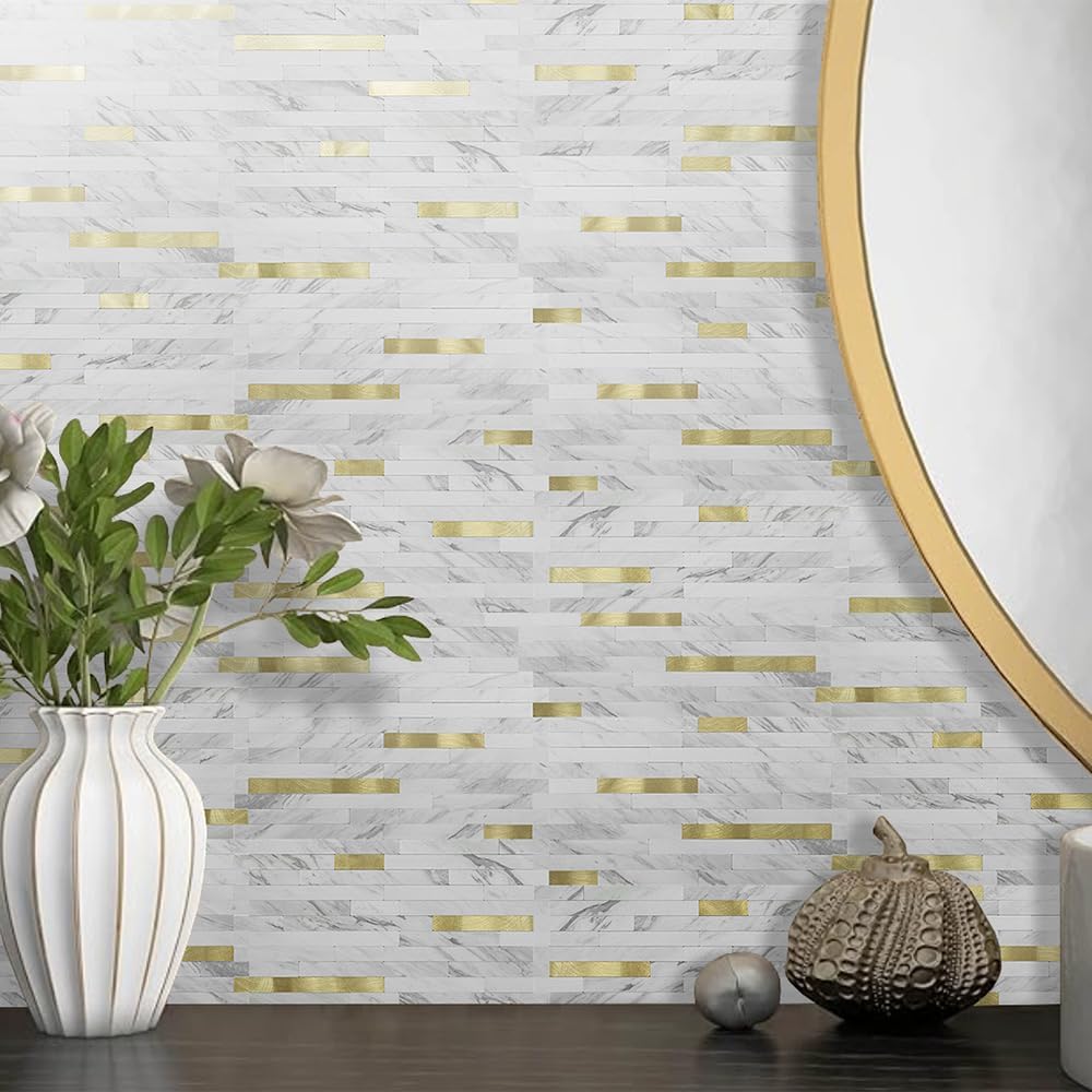 DICOFUN 10-Sheet Peel and Stick Backsplash Wall Tile, PVC Kitchen Backsplash Peel and Stick in Sandstone, 9.4 sq.ft