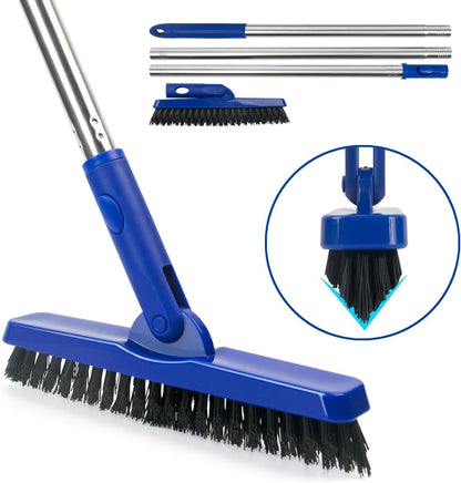 CELOX Grout Brush with Long Handle, 180°Rotation Tile Grout Cleaning Brush, Gray