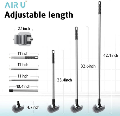 Toilet Bowl Brush with Long Handle, 23-42inch Adjustable 4-Section Aluminum Pole, Durable Nylon Bristles, No Bending Bathroom Cleaning Brush for Seniors, Pregnant Women, Back Pain Sufferers, Janitors