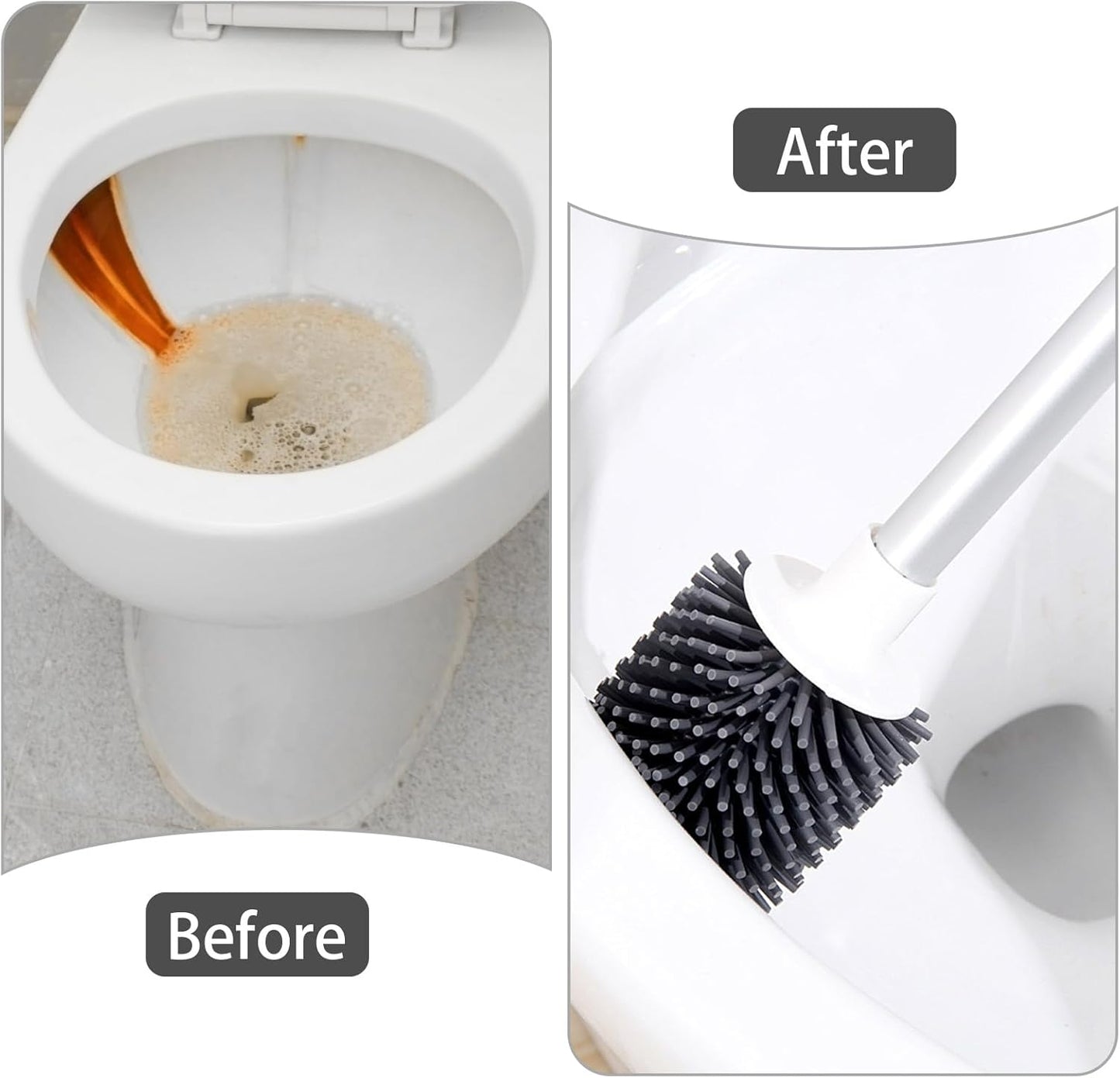 2 Pack Toilet Bowl Cleaners, Toilet Brush and Holder Set,Silicone Toilet Cleaner Brush,Toilet Scrubber with Floor Standing & Wall Mounted with Ventilated Holder for Bathroom Deep Cleaning