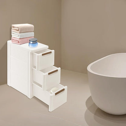 3 Drawer Slim Rolling Storage Cart, Narrow Plastic Bathroom Storage Cabinet with Wheels, Mobile Utility Organizer for Bedroom Kitchen Office