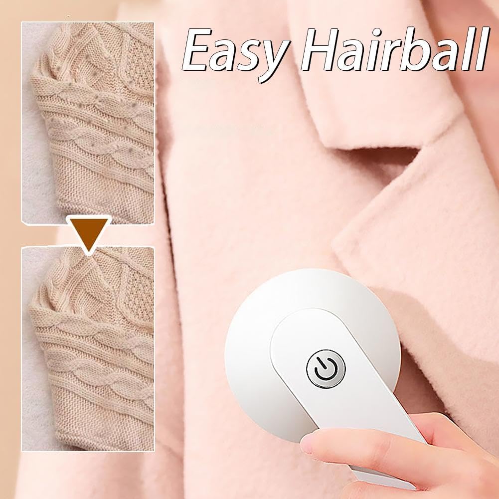 Electric Lint Remover for Clothing, USB Rechargeable Fabric Shaver with Rotating Blades, Sweater Pill Remover for Pilling Clothes, Furnitures, Blankets and Home Decor, Portable Design (White)