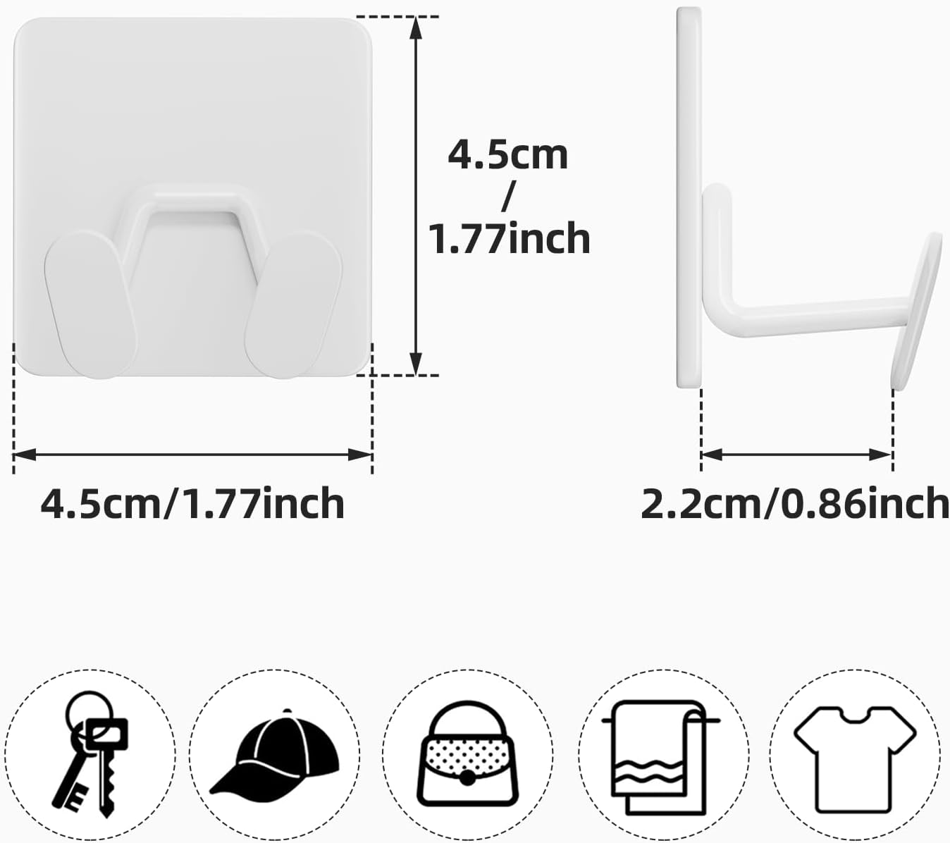 susswiff Shower Hooks for Inside Shower - Extra Sticky Stainless, Razor Holder Accessories, Wall Mounted Self-Adhesive Double Hooks for Razor, Loofah, Towel, Shaver, Coat, Key, Silver 6 Pack