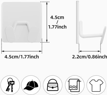 susswiff Shower Hooks for Inside Shower - Extra Sticky Stainless, Razor Holder Accessories, Wall Mounted Self-Adhesive Double Hooks for Razor, Loofah, Towel, Shaver, Coat, Key, Silver 6 Pack