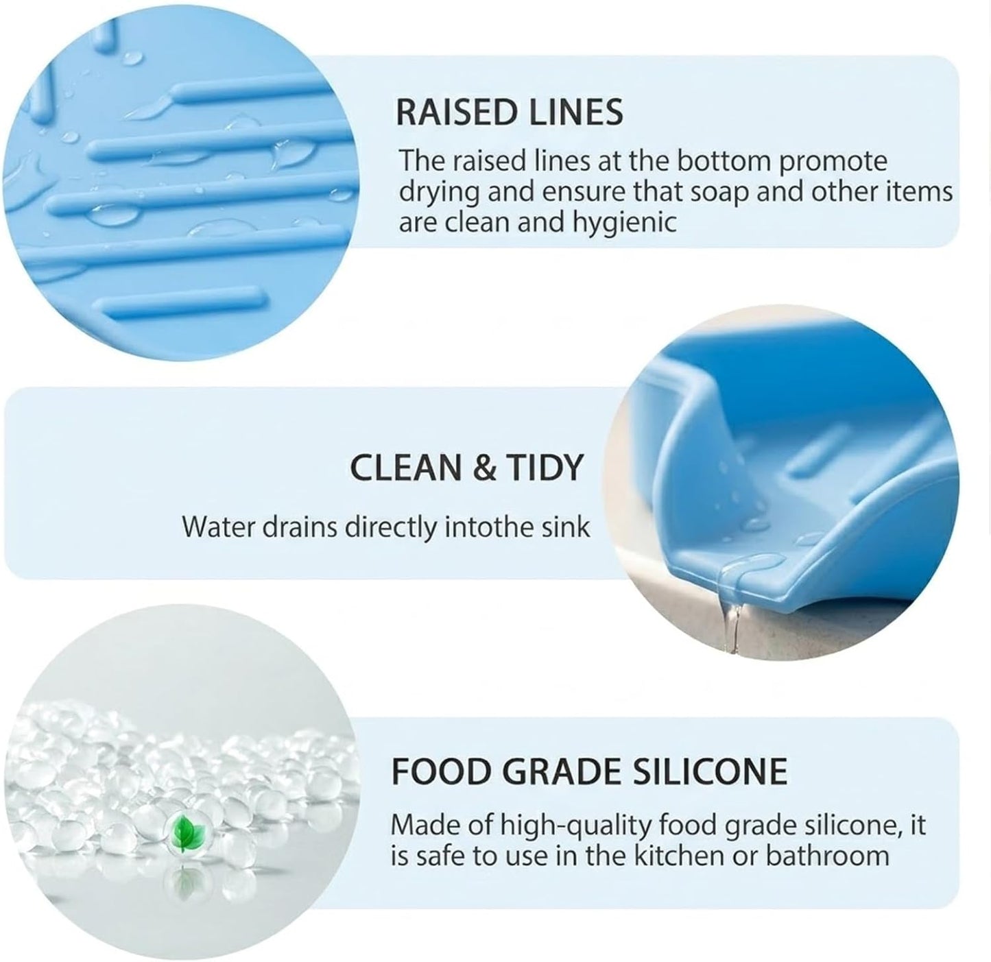 MicoYang Silicone Bathroom Soap Dishes with Drain Spout-Bathroom and Kitchen Sink Organizer,Sponge Holder,Dish Soap Tray,Perfect for Dispenser,Scrubber,Bottle,Cup on Sink or Counter-Coffee 4.9"×3.2"