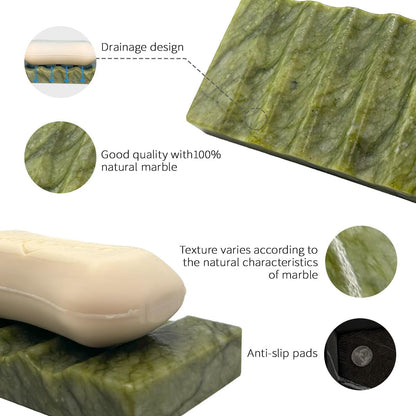 WeDoDecor Real Marble Soap Dish for Shower Stone Tray Small Bar Soap Holder with Self Draining | Non-Slip, Luxury Bath Room Accessories (White)