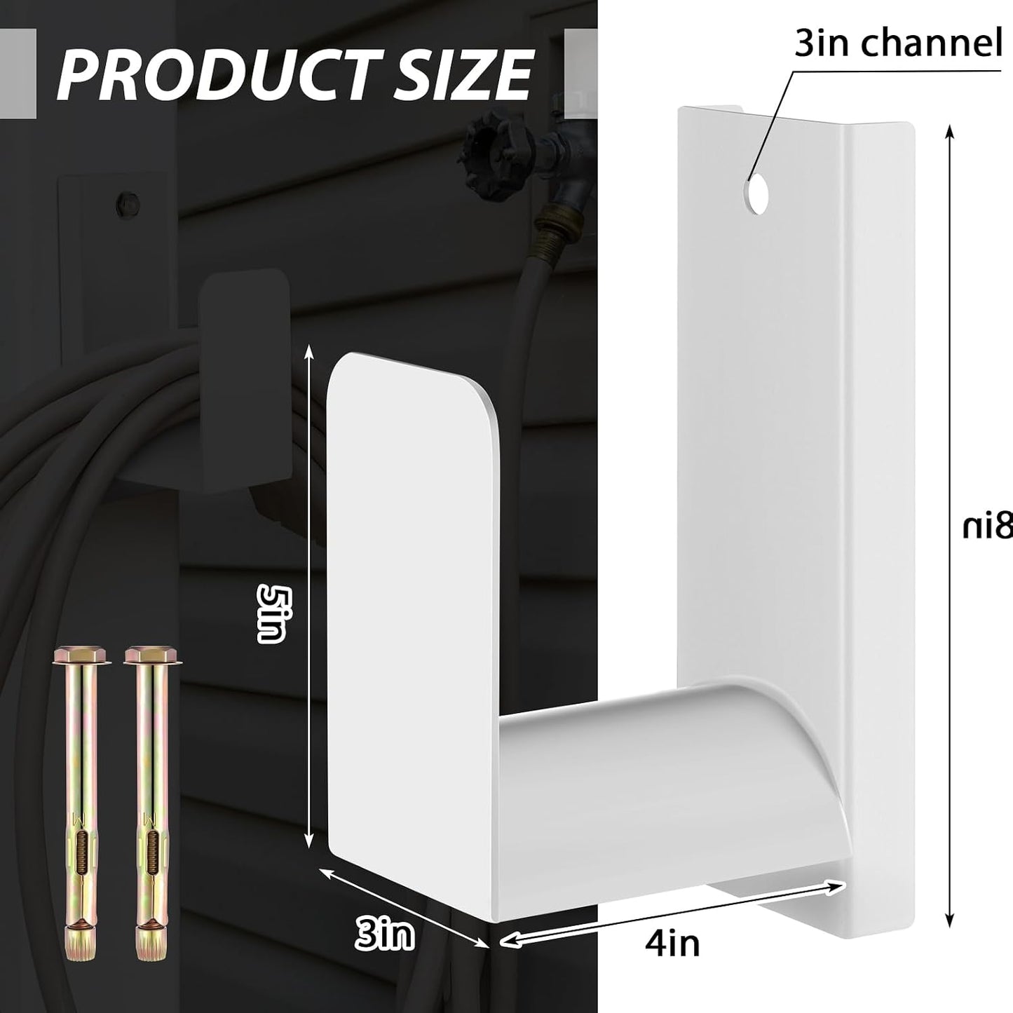 CroBlissful Garden Hose Holder Wall Mount Garden Water Hose Hanger Metal Line Hanger Holds Over 100' Heavy Duty Bracket for Outside Expandable Extension Cords Ropes Holder(White)