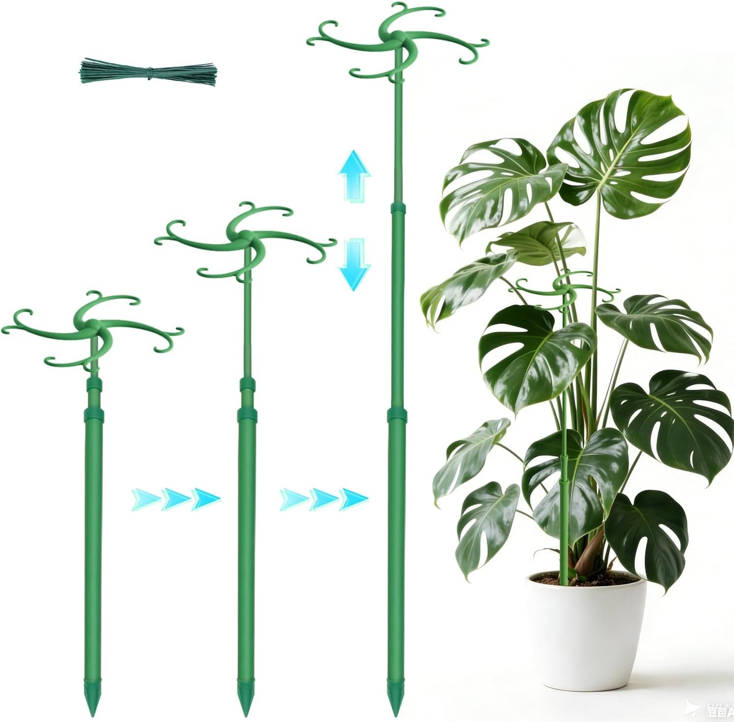 Plant Stakes,Telescoping Plant Support,3Pack 17.3 to 42.3IN Adjustable Monstera Plant Support,Garden Stakes with Clips,Sturdy Plant Sticks for Indoor Outdoor Plants,Orchid, Tomato,Vine,Monstera
