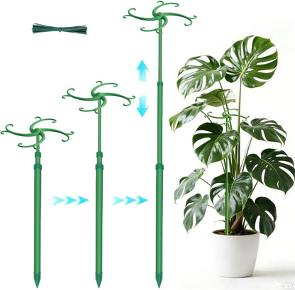 Plant Stakes,Telescoping Plant Support,3Pack 17.3 to 42.3IN Adjustable Monstera Plant Support,Garden Stakes with Clips,Sturdy Plant Sticks for Indoor Outdoor Plants,Orchid, Tomato,Vine,Monstera