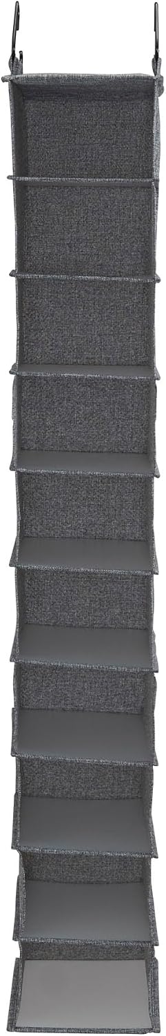 Household Essentials 311322 Hanging Shoe Storage Organizer for Closets |10 Pocket Shelves | Natural Canvas