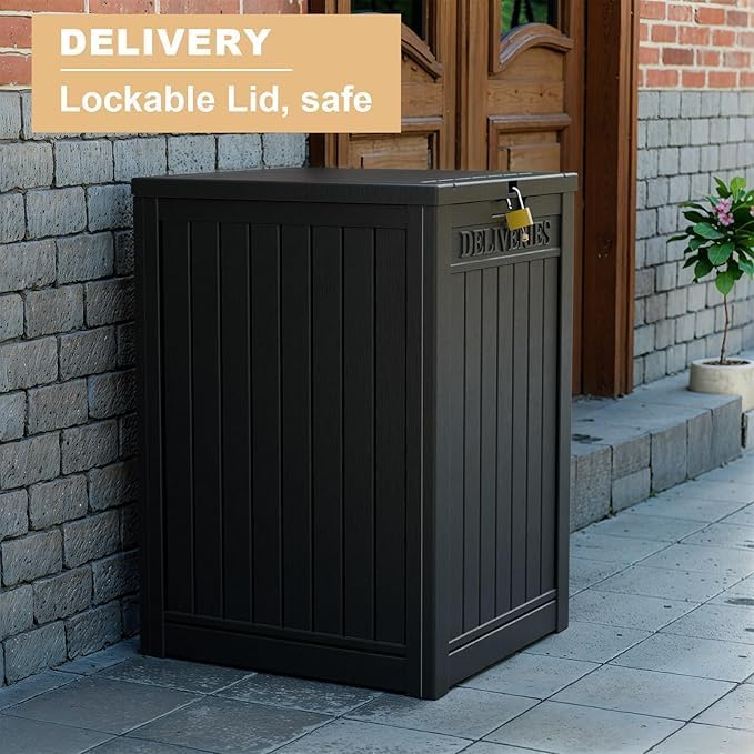 DRATO 180 Gallon Outdoor Storage Box, Large Waterproof Deck Box, Lockable Resin Storage Container with Reinforced Support for Patio Cushions, Garden Tools, UV-Resistant Outdoor Chest（Black，180 Gallon）