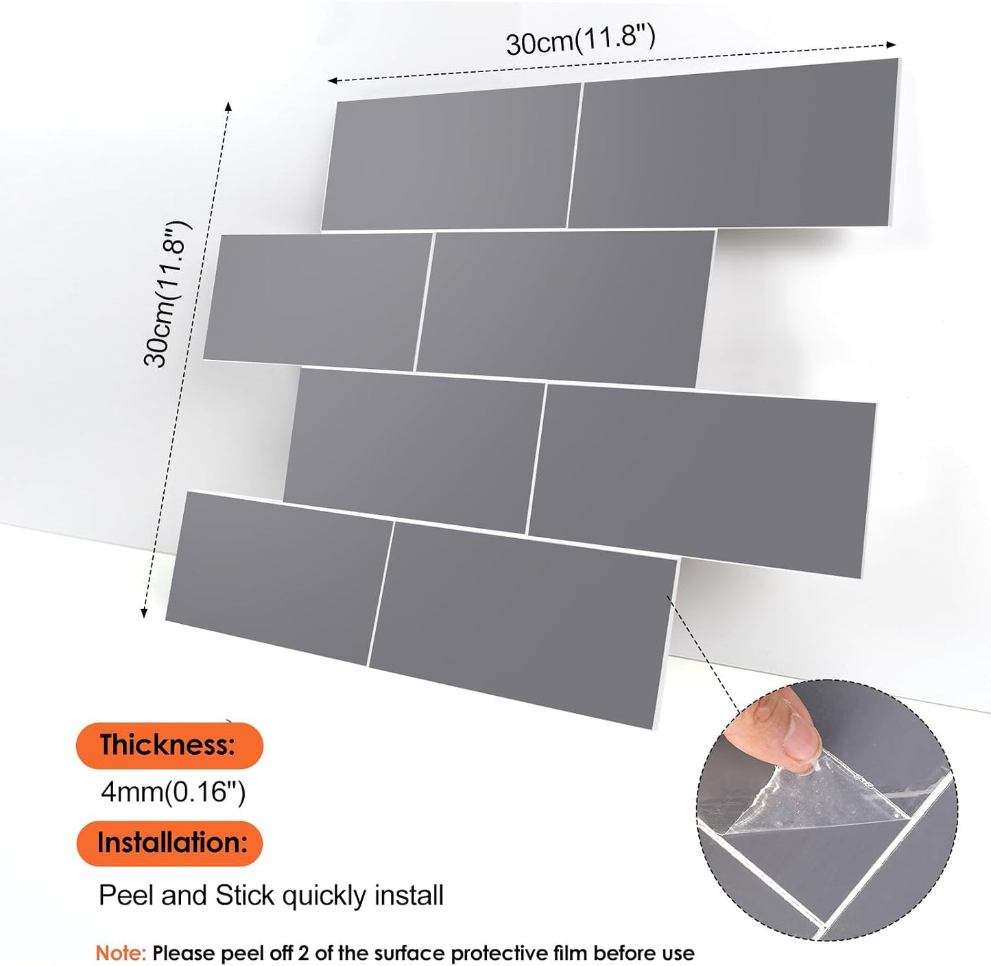 10- Sheet Polished White Peel and Stick Backsplash, 12’’Luxury PVC Ceramic Look Self Stick Subway Tiles, Waterproof Peel and Stick Wall Tiles for Kitchen and Bathrrom