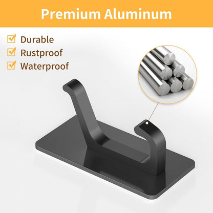 STWWO Adhesive Wall Coat Hooks, Black Heavy Duty Hooks for Hanging, Towel Hooks for Walls No Damage, 4 Pack