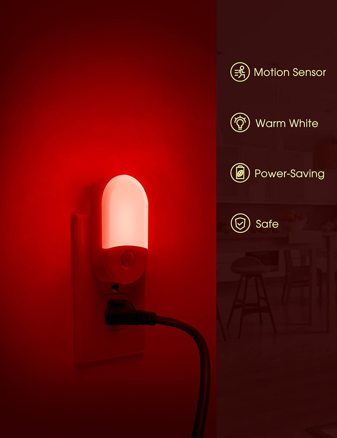 L LOHAS LED Motion Sensor Night Light, 2Pack, Motion Activated Night Light, Night Lights Plug into Wall Motion Sensor, 3000K Warm White, Adjustable Brightness 30/60LM, for Kids Adults Bathroom Bedroom