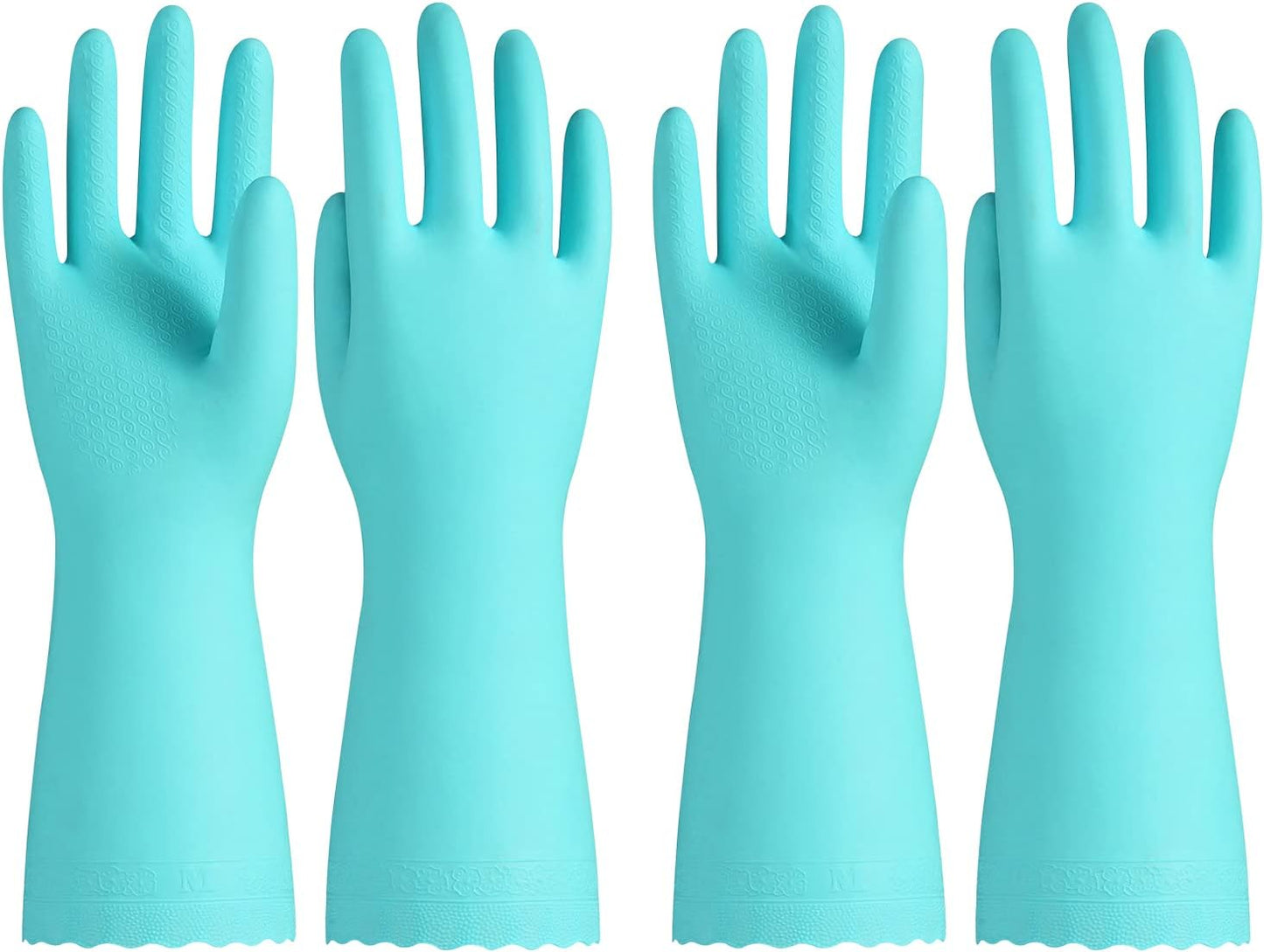 PACIFIC PPE 2 Pairs Reusable Dishwashing Cleaning Gloves with Latex Free, Cotton Lining, Kitchen Gloves, Blue, Medium