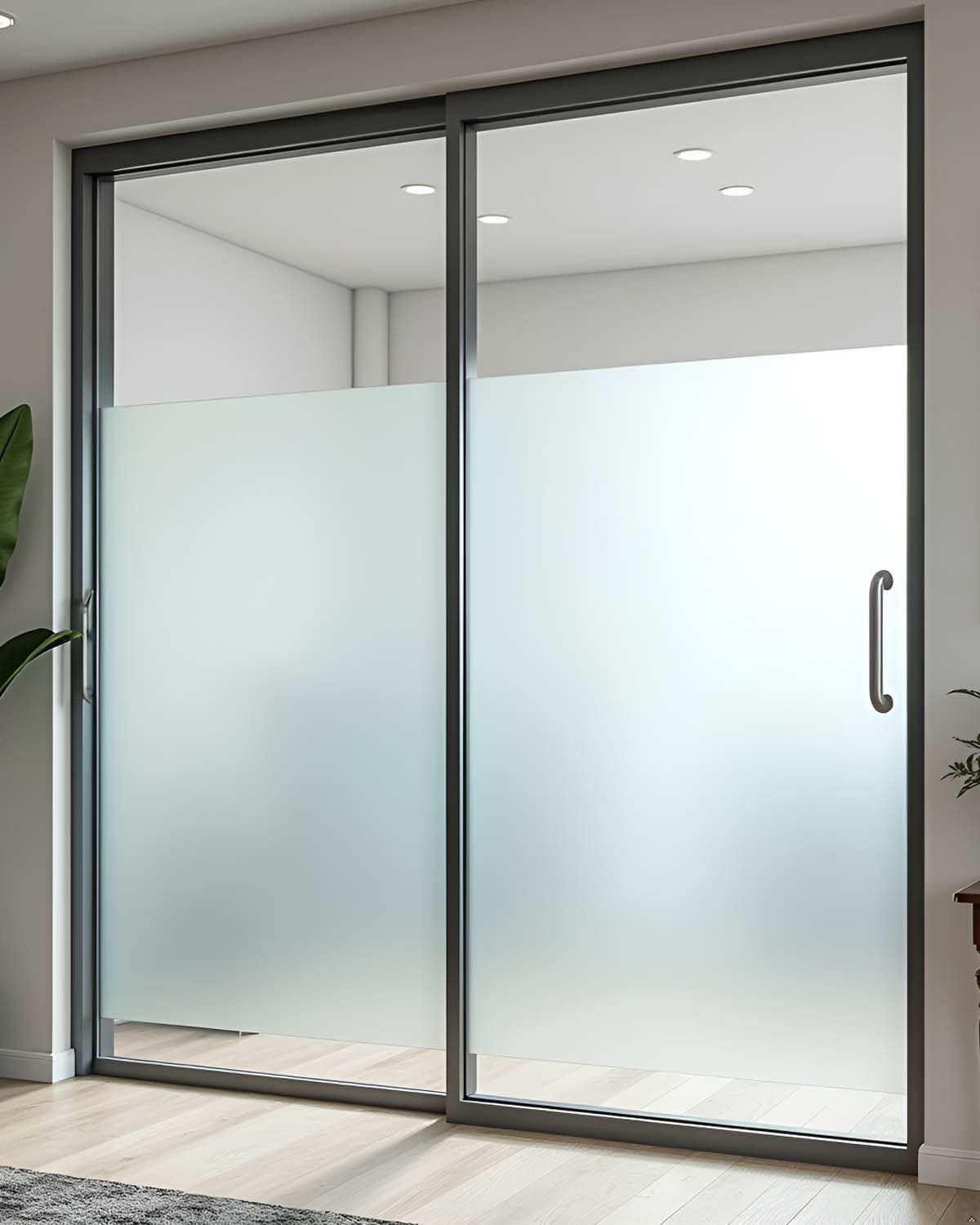 Frosted Window Film, Removable Glass Door Privacy Film, Suitable for Bathrooms, Offices, Static Cling Decorative Film, Reusable Window Stickers (Pure, 17.5X78.7 Inch)