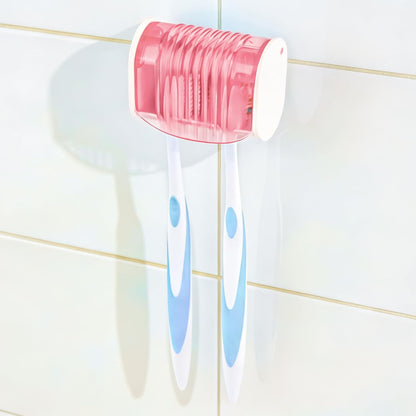 1 Pack Toothbrush Holder Wall Mounted with Cover for Bathroom, 2 Slots Toothbrush Storage Organizer for Shower, Self Adhesive Toothbrush Hanger (Grey)