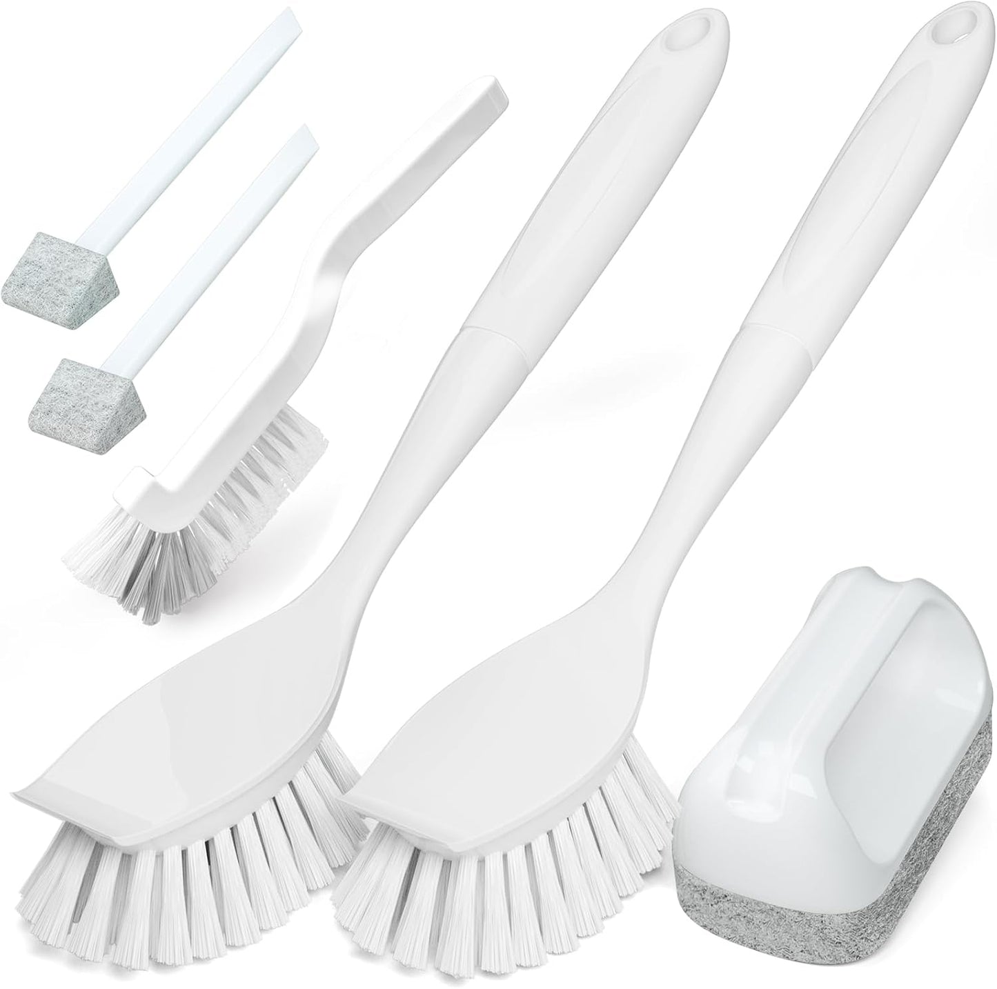 Holikme 6 Pack Dish Brush with Handle Kitchen Cleaning Brush Set for Pot, Pan, Kitchen Sink (Green)