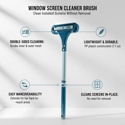 Double-Sided Window Screen Cleaner Brush, Cleaning Tool for Screens, Durable PP Frame, Green & Blue Options
