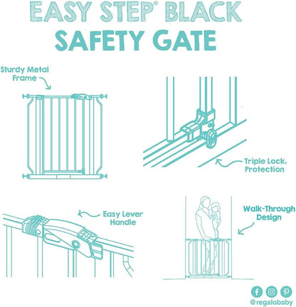 Regalo Safety 29-38.5" Baby Gate for Doorways & Bottom of Stairs, Pressure Mounted Baby Gate with Door for Babies, Toddlers & Pets, Tested & Safe for 30 Years, American Designed, American Owned, White