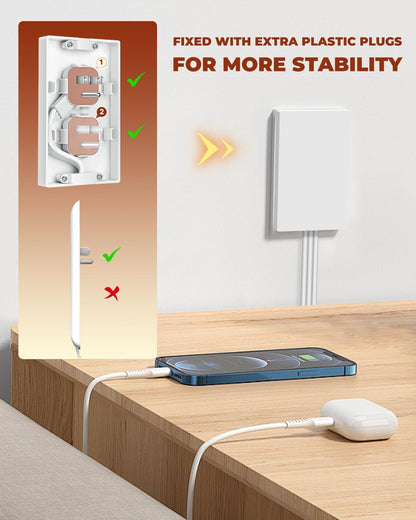 Saker Outlet Concealer Power Strip | 5ft Flat Plug Extension Cord with 3 Outlets,1625W | Universal Size Outlet Cover Baby Proofing | Cover Extension Cord for Kitchen, Home and Office