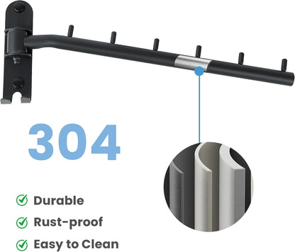 Mooche Swing Clothes Hanger Rack, Garment Racks Folding Clothes Bar Wall Mounted, 180°Rotation Laundry Drying Rack 304 Stainless Steel Space Saving for Laundry Room Bedroom Balcony, 9.45" Long