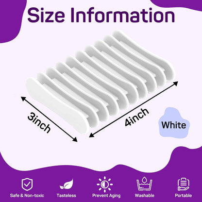 2 Pcs Self Draining Silicone Soap Holder - Waterfall Design Soap Dishes for Bathroom, Keeps Soap Bars Dry & Clean,White