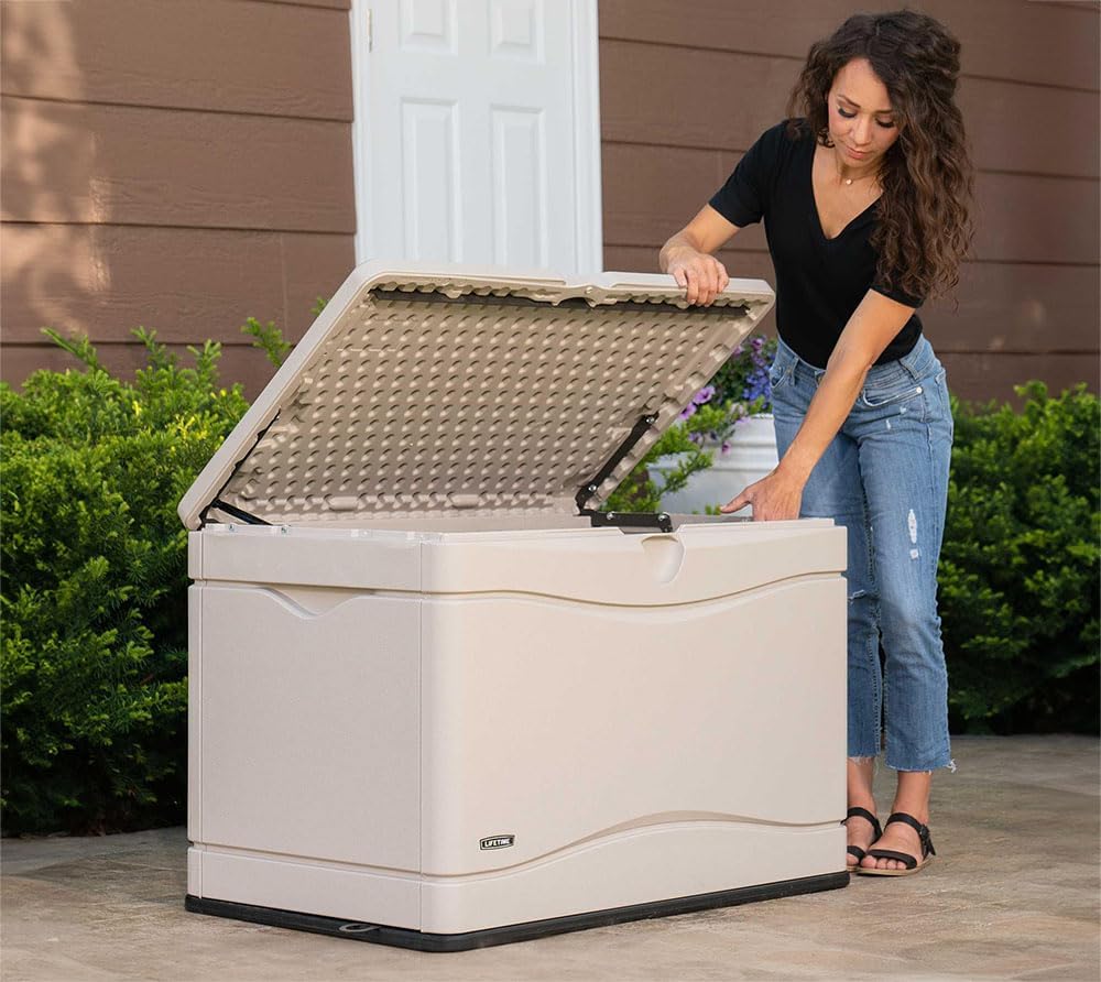 LIFETIME 60012 Extra Large Deck Box, 130 Gallon, Desert Sand/Brown