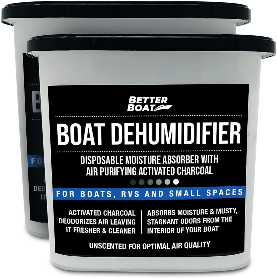 Moisture Absorber with Activated Charcoal Dehumidifier Bucket, Unscented Odor Absorber for Closet Basement Bathroom Boat RV, Disposable No Refill - Better Boat
