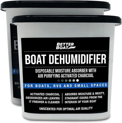 Moisture Absorber with Activated Charcoal Dehumidifier Bucket, Unscented Odor Absorber for Closet Basement Bathroom Boat RV, Disposable No Refill - Better Boat