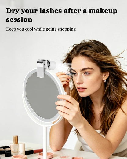 3 in 1 Clip On Portable Fan, Quiet Lash Extension Fan, Baby Stroller Fan, Rechargeable Handheld Pocket Fan with LED Display, 5 Speed 8000RPM Turbo Cooling Fan for Travel, Concert, Office, Makeup,Desk