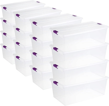 Sterilite 8-Pack 60 Quart ClearView Latch Box, Wheeled Underbed Organizer Bins with Latching Lids - Clear Plastic Organization Containers for Closet, Bedroom, Shelving Units and Everyday Home Storage